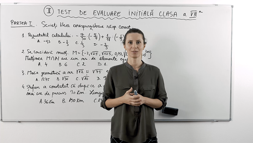 Test inițial de evaluare la matematică: operații cu fracții, radicali